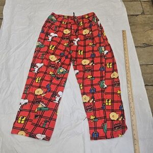 Snoopy Christmas Lounge PJ Sleep Pants Peanuts Red Plaid Medium Men